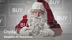  Presentation with santa - Colorful PPT layouts enhanced with crazy sale - santa buying stuff online backdrop and a  colored foreground