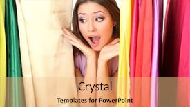  Presentation with future retail - Beautiful slide deck featuring crazy sale - young girl chooses fabric backdrop and a  colored foreground