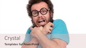  Presentation with emotions - PPT layouts having crazy-scared-man-with-funny background and a soft green colored foreground