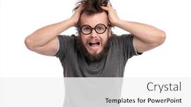  Presentation with haircut - PPT theme having crazy-scared-or-shocked-bearded background and a white colored foreground