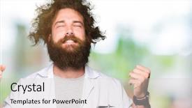  Presentation with long hair - Slide deck with crazy scientist with funny long background and a light gray colored foreground