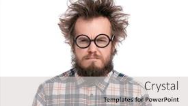  Presentation with crazy - Audience pleasing slide deck consisting of crazy-serious-bearded-man backdrop and a light gray colored foreground