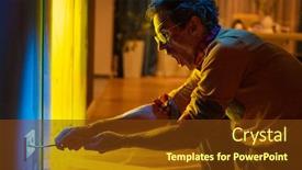  Presentation with broken relationship fixing a concept - Cool new PPT layouts with crazy-surprised-electrician-man-fixing backdrop and a tawny brown colored foreground