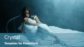  Presentation with crazy - Colorful slide set enhanced with crazy-woman-hugs-pillow backdrop and a teal colored foreground