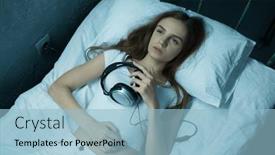  Presentation with crazy - Colorful slide set enhanced with crazy-woman-listens-to-music backdrop and a light blue colored foreground