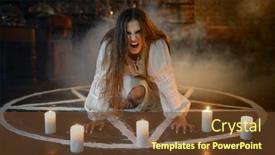  Presentation with crazy - PPT theme enhanced with crazy-woman-sitting-in-magic background and a tawny brown colored foreground