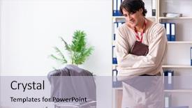  Presentation with crazy - Amazing presentation theme having crazy young man in straitjacket backdrop and a light blue colored foreground