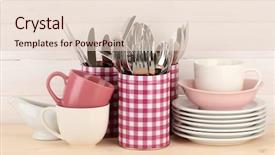  Presentation with sage bowls - Amazing slide set having creakers - cups bowls nd other utensils backdrop and a lemonade colored foreground