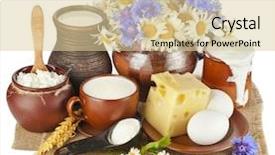  Presentation with milk dairy products - Audience pleasing slide deck consisting of creakers - dairy milk products in pottery backdrop and a  colored foreground