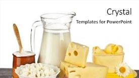  Presentation with dairy products - Audience pleasing slides consisting of creakers - dairy products on the wooden backdrop and a white colored foreground
