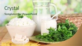  Presentation with natural products - Presentation theme consisting of creakers - fresh dairy products with greens background and a  colored foreground