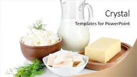  Presentation with dairy products - Presentation design having creakers - fresh dairy products with greens background and a  colored foreground