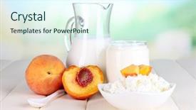  Presentation with dairy products - PPT theme having creakers - fresh dairy products with peaches background and a cool aqua colored foreground