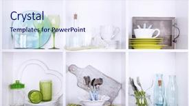  Presentation with kitchen utensils - Audience pleasing presentation consisting of creakers - kitchen utensils and tableware backdrop and a sky blue colored foreground