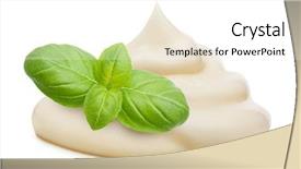  Presentation with ointment cream - PPT theme with cream and basil leaves spice background and a white colored foreground