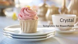  Presentation with afternoon tea - Theme with cream and cup of tea background and a coral colored foreground