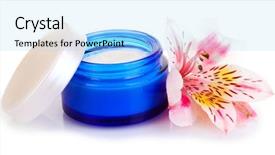  Presentation with face cream flower - Colorful PPT theme enhanced with cream and flower isolated on white backdrop and a arctic colored foreground