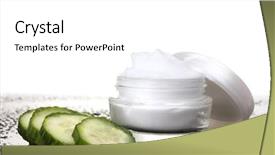  Presentation with cucumber cream - Amazing PPT theme having cream and fresh sliced cucumber on table isolated on white backdrop and a white colored foreground
