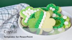  Presentation with cookies - Presentation theme having cream-and-green-decorated-shamrock background and a lemonade colored foreground