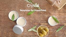  Presentation with handmade spa olive oils soap - PPT layouts enhanced with cream and soap with olive background and a coral colored foreground