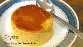  Presentation with pudding - Beautiful presentation design featuring cream-caramel-pudding-dessert backdrop and a yellow colored foreground