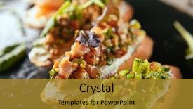  Presentation with cucumber cream - PPT theme with cream cheese beef salmon eel background and a gold colored foreground