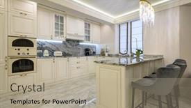  Presentation with curtain - PPT layouts enhanced with cream-colored-classic-kitchen background and a mint green colored foreground