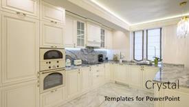  Presentation with curtain - Presentation theme with cream-colored-classic-kitchen background and a mint green colored foreground