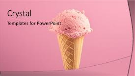  Presentation with ice cream strawberry - Theme having cream cone close-up pink background and a coral colored foreground