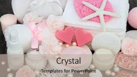  Presentation with skin care - Amazing theme having cream decorative shells and pearls backdrop and a mint green colored foreground