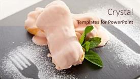  Presentation with dessert - Cool new slides with cream dessert eclair on black plate backdrop and a lemonade colored foreground