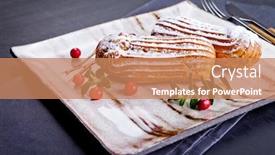  Presentation with pastries - Theme consisting of cream-eclairs-choux-pastries-served background and a coral colored foreground