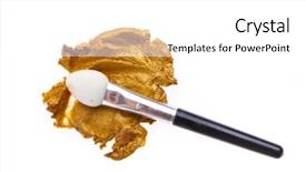  Presentation with brush - Colorful presentation theme enhanced with cream eyeshadow with brush isolated on white background backdrop and a white colored foreground