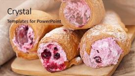  Presentation with pastry cream - Presentation consisting of cream-filled pastry roll background and a  colored foreground