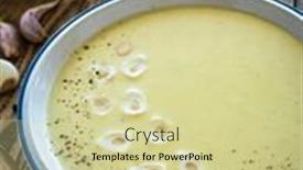  Presentation with garlic - Slide deck enhanced with cream-garlic-soup-on-wooden background and a soft green colored foreground