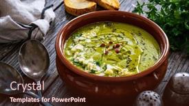  Presentation with peas - Slides featuring cream-green-peas-soup background and a wine colored foreground