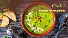  Presentation with peas - PPT theme enhanced with cream-green-peas-soup background and a tawny brown colored foreground