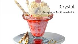  Presentation with strawberry ice cream - Slide set with cream-ice-cream-cup background and a white colored foreground