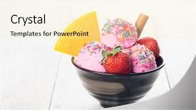  Presentation with ice cream strawberry - Cool new theme with cream in bowl with strawberry backdrop and a blonde colored foreground