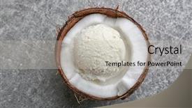  Presentation with coconut ice cream - Beautiful PPT theme featuring cream in half of coconut backdrop and a light gray colored foreground