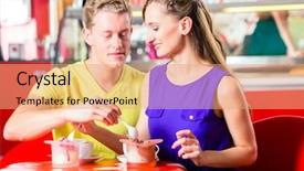  Presentation with pastrie ice cream - Colorful PPT layouts enhanced with cream in ice cream parlor backdrop and a coral colored foreground