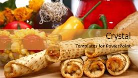  Presentation with hot sauce - Slides consisting of cream in kitchen or restaurant background and a gold colored foreground