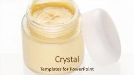  Presentation with ointment cream - Audience pleasing PPT layouts consisting of cream in the jar backdrop and a lemonade colored foreground