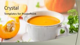  Presentation with seed oil - Beautiful presentation featuring cream of pumpkin soup backdrop and a blonde colored foreground