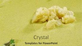  Presentation with cauliflower - Colorful theme enhanced with cream-of-vegetable-soup-served backdrop and a yellow colored foreground
