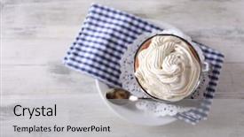  Presentation with hot and cold coffee cup - Presentation design featuring cream on color wooden background background and a  colored foreground