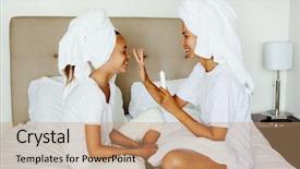  Presentation with family problems - Colorful slides enhanced with cream on her daughter face backdrop and a coral colored foreground