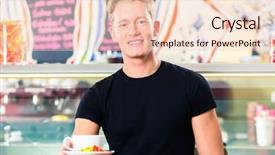  Presentation with ice cream - Beautiful presentation design featuring cream parlor or cafe serv backdrop and a  colored foreground