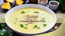  Presentation with bacon - Amazing presentation theme having cream-potato-soup-with-bacon backdrop and a blonde colored foreground