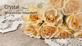  Presentation with wedding card - Amazing PPT layouts having cream roses on burlap backdrop and a lemonade colored foreground
